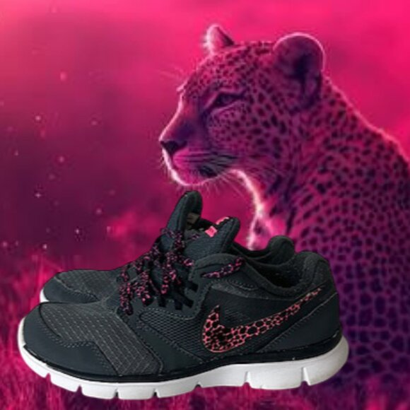 Womens Gray Nike Flex Experience RN3 Sneaker Pink Cheetah SZ 6 - Picture 1 of 7